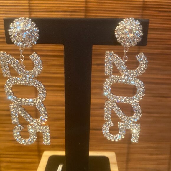 Jewelry - NEW YEARS EVE BLING! 2025 Rhinestone Pierced Earrings